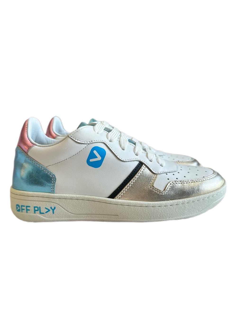 OFF PLAY Siena 1-D Leather Metallic Sneakers EU 36 US 6 Made in Italy NIB